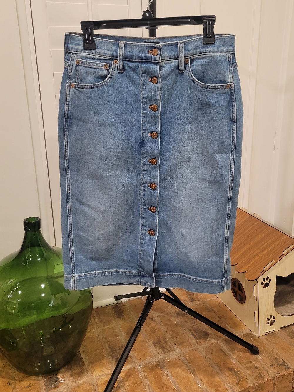 J. Crew Light Blue Denim Skirt with Contrast Stitching